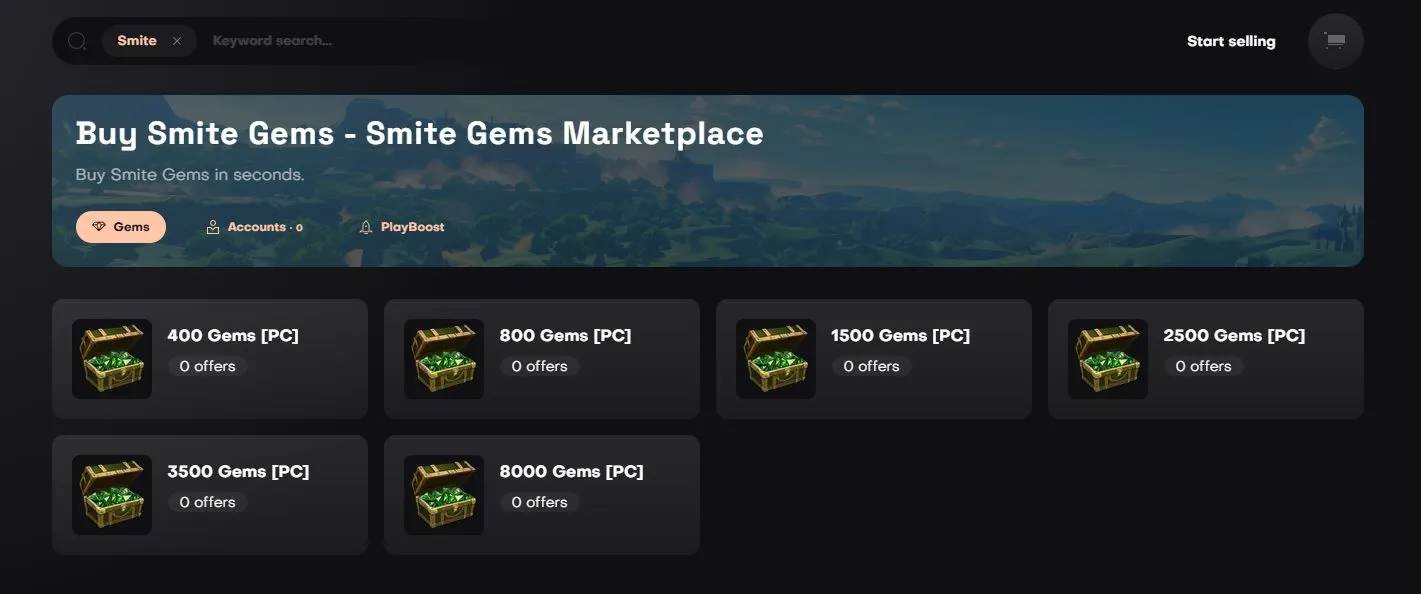 Smite 1 Gems Marketplace